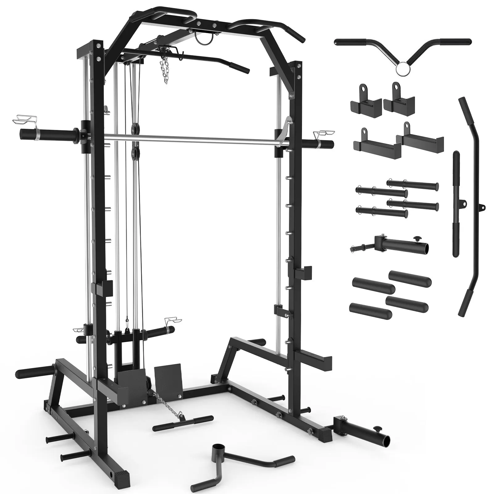 GYMWORTH SMITH  MACHINE| POWER RACK WITH LAT PULLDOWN | GW1000