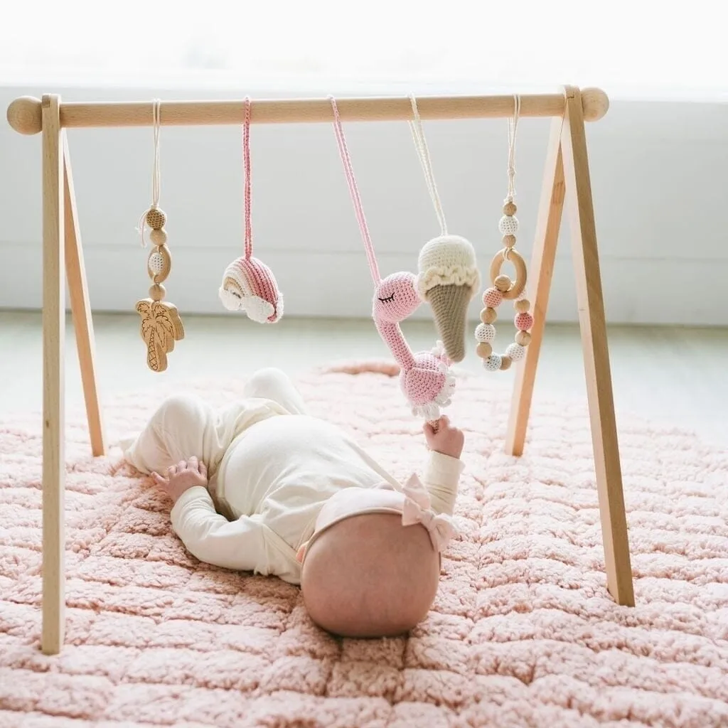 Handmade Crochet Toys for Baby Gym | Flamingo Dreams