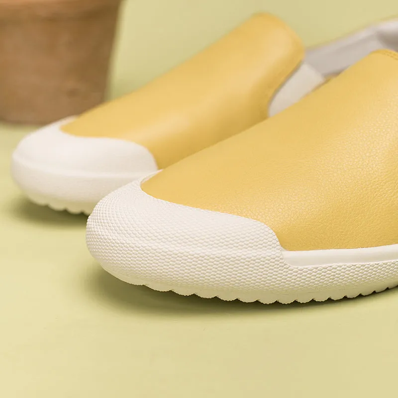 Handmade Soft Leather white shoes for women Sneakers Designer Shoes Yellow/Green/Black/Bean Paste/Blue