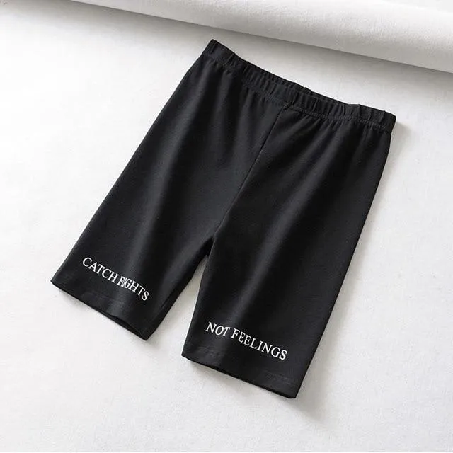 High waist casual sexy short Letter print black shorts