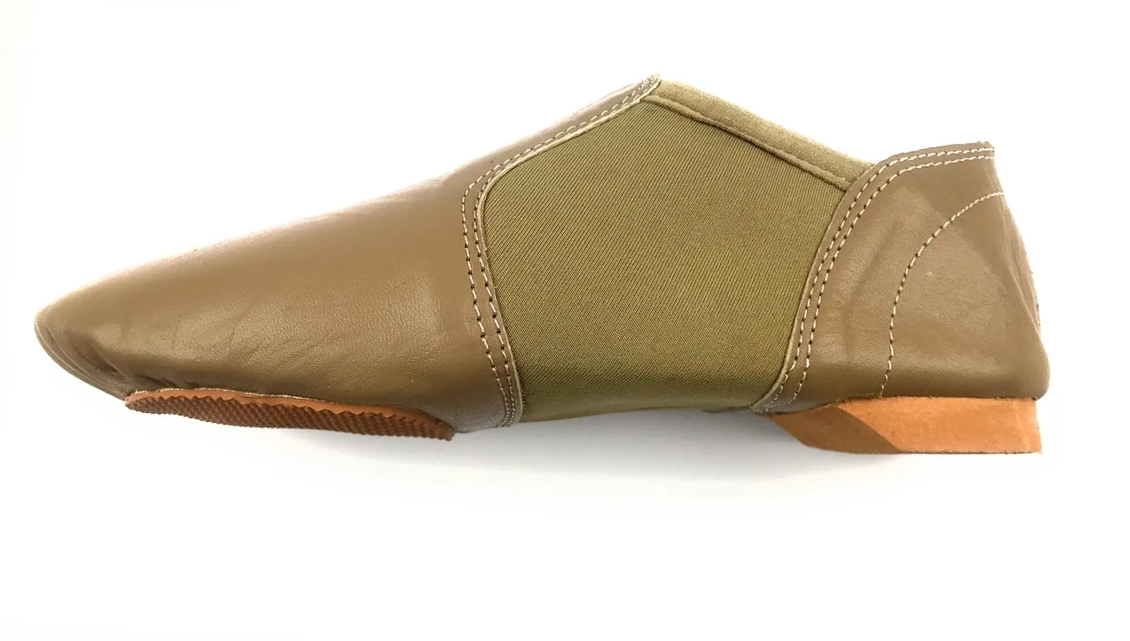 Jazz Shoes Slip On Leather and Neoprene Tan