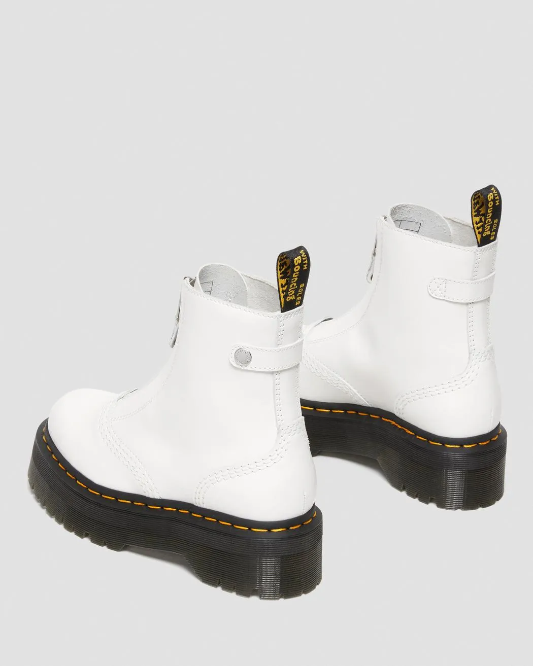 Jetta Zipped White Leather Platform Boots