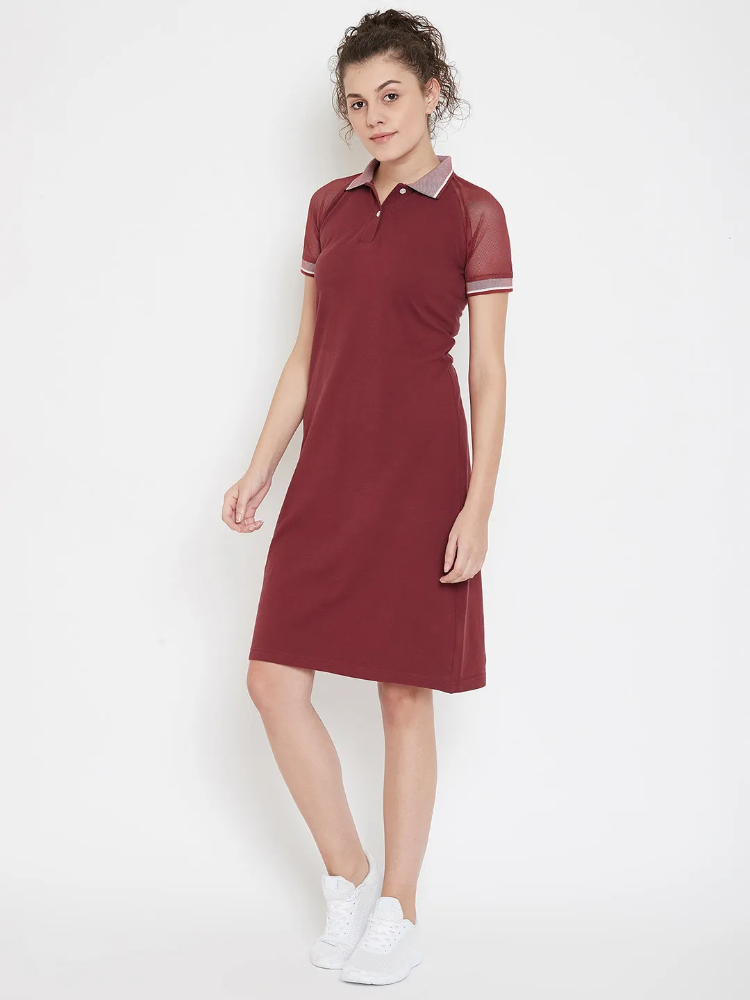 JUMP USA Women Solid Maroon T-shirt Dress