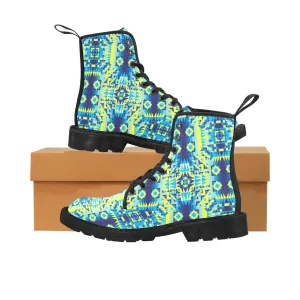 Kaleidoscope Jaune Bleu Boots for Men (Black)