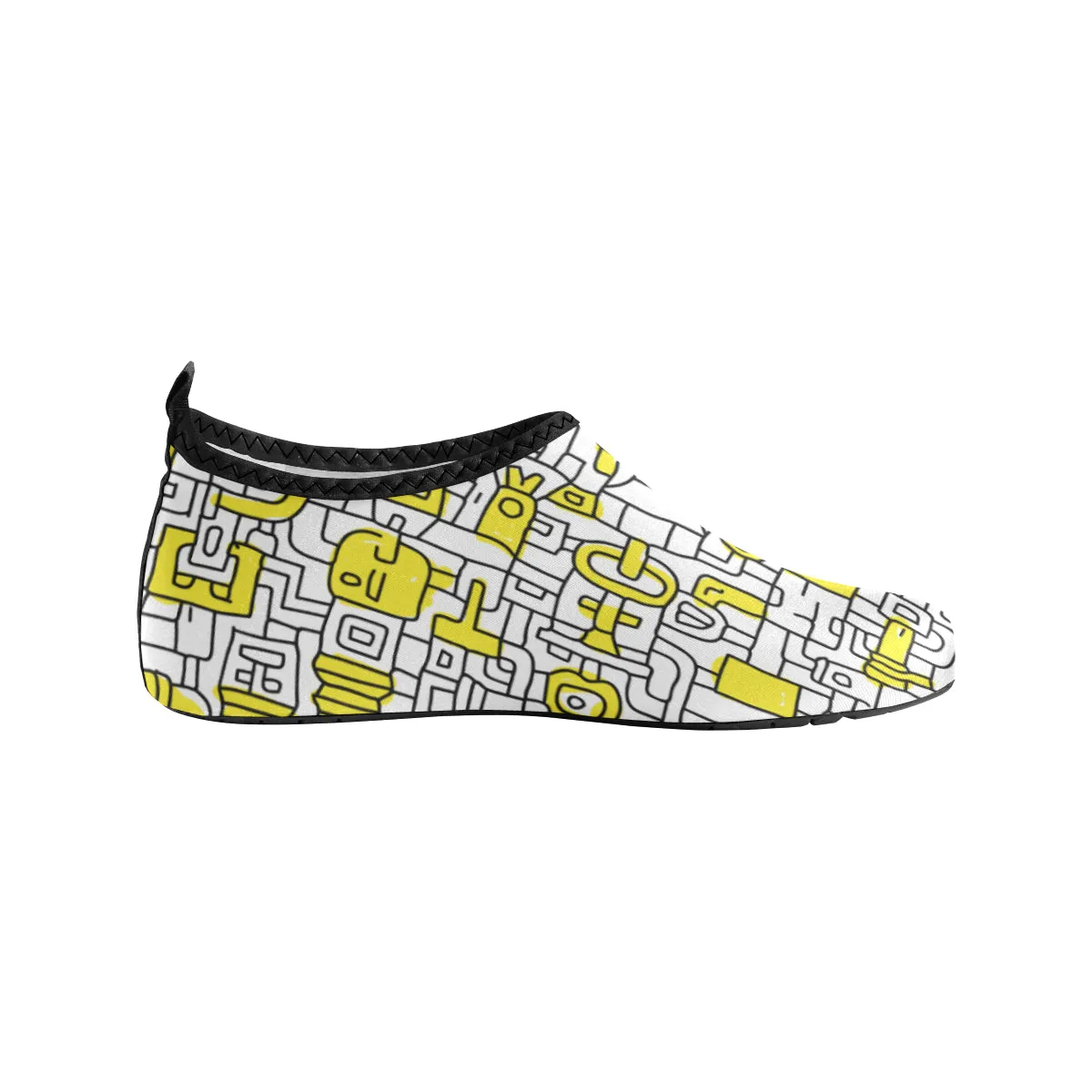 Kid's Pop Yellow Doodle Print Canvas Barefoot Shoes