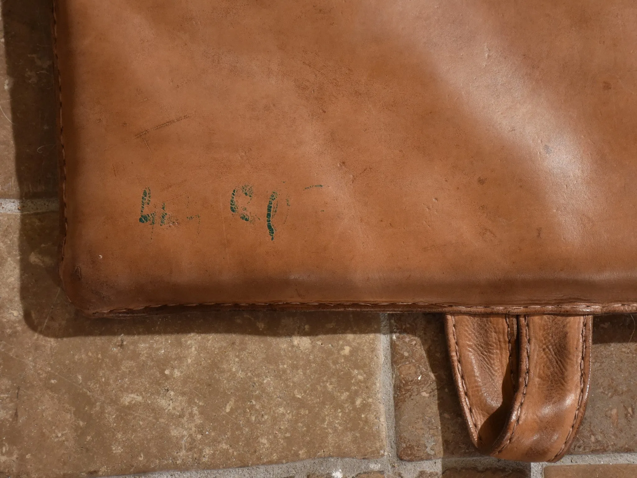 Late 1950's French leather gym mat 1/2