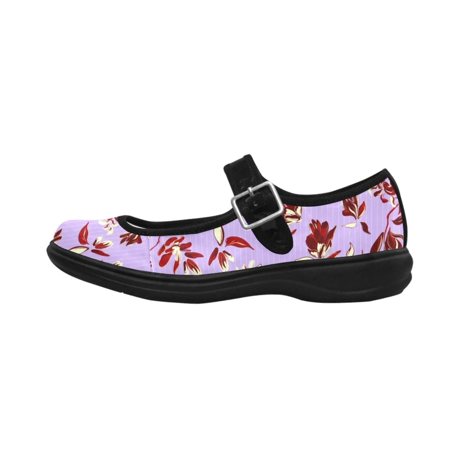 Lavender Florals Mila Satin Women's Mary Jane Shoes (Model 4808)