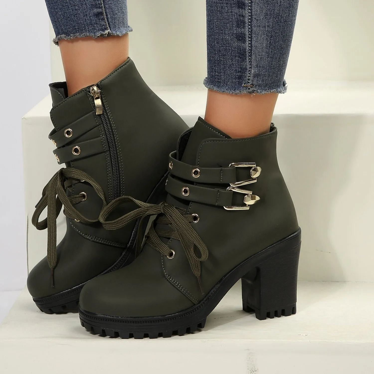 Leather Round Toe Block Heel Boots | Ankle Boots | Fall Fashion