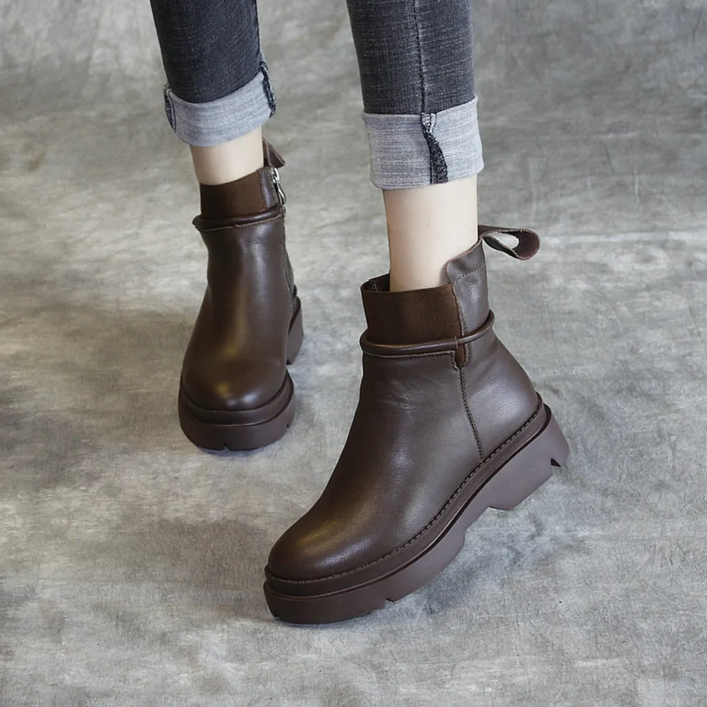 Leather Thick-Bottomed Platform Boots | Gift Shoes