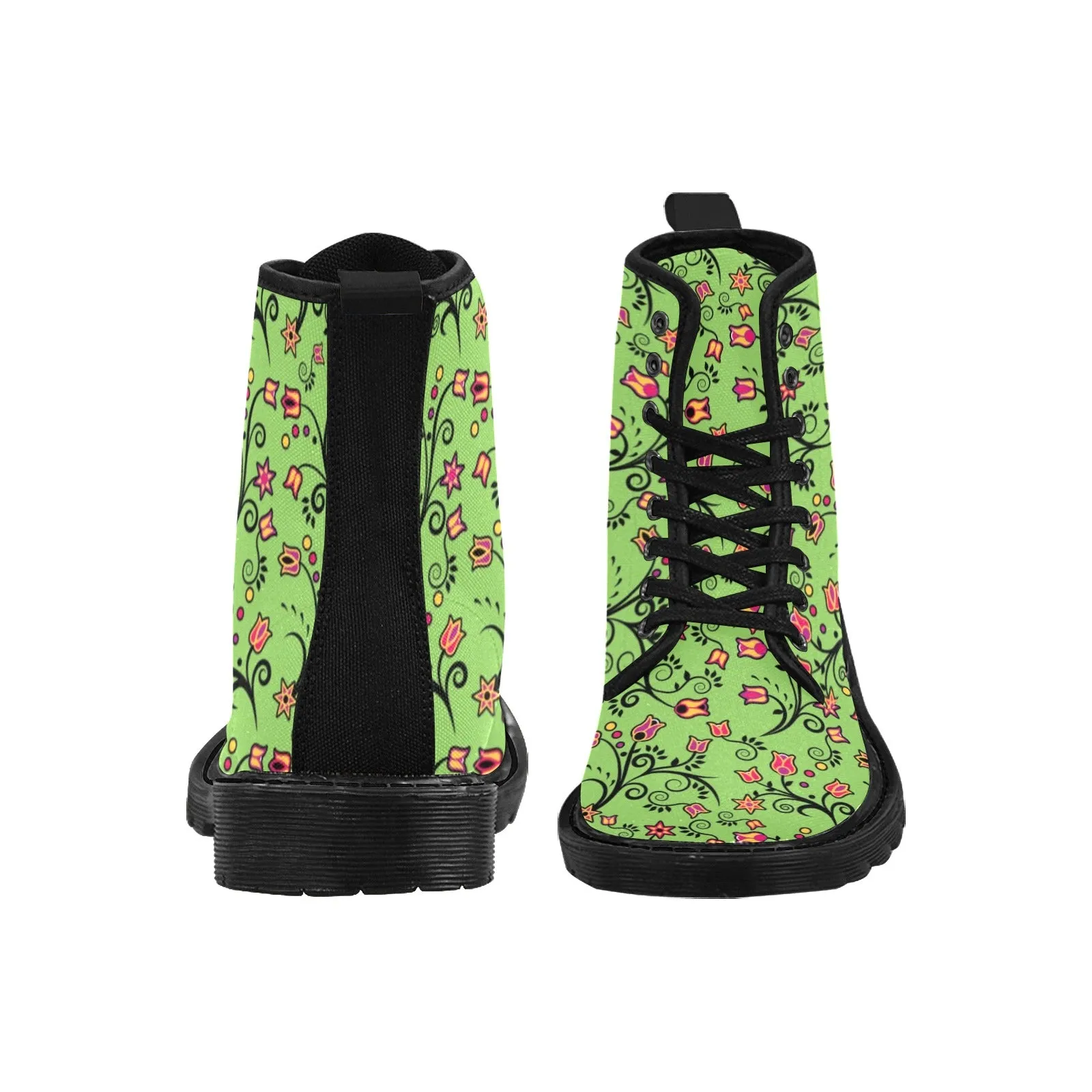 LightGreen Yellow Star Boots for Men (Black)