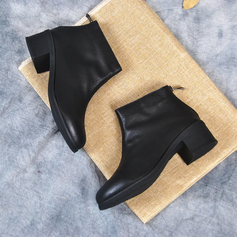 Low-Heeled Velvet Black Short Boots 34-41 | Gift Shoes