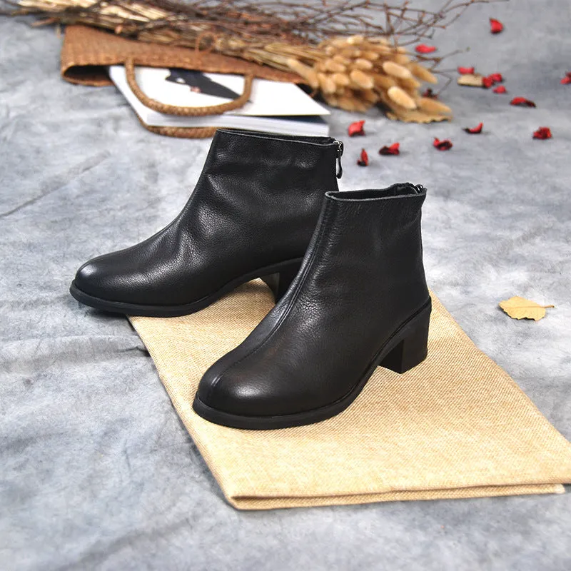 Low-Heeled Velvet Black Short Boots 34-41 | Gift Shoes