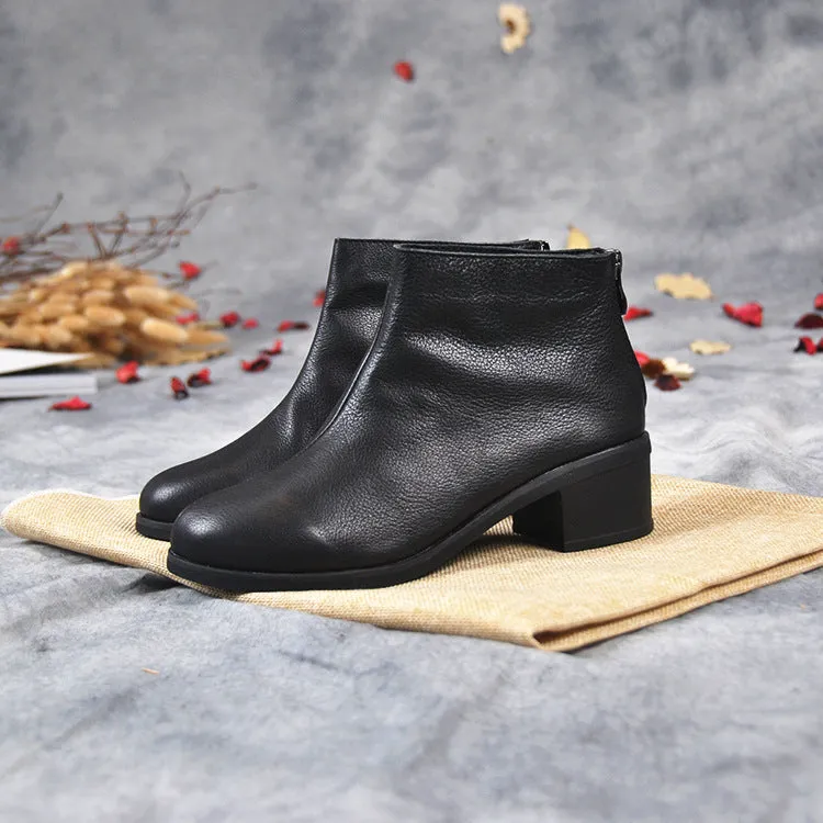 Low-Heeled Velvet Black Short Boots 34-41 | Gift Shoes