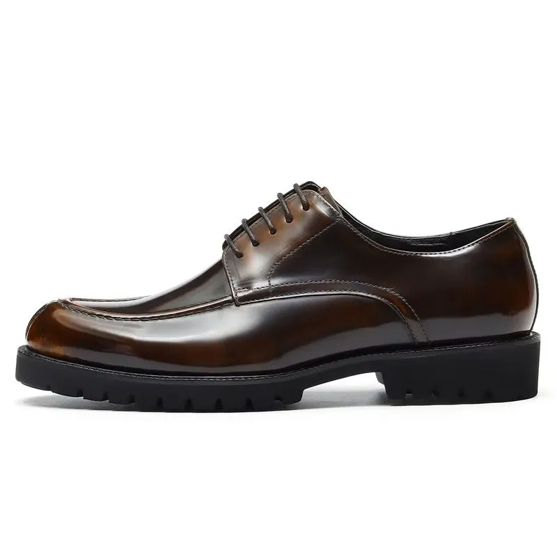 Luxury Cow Leather Round Toe Derby Dress Shoes