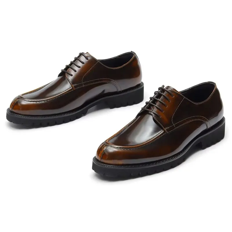 Luxury Cow Leather Round Toe Derby Dress Shoes