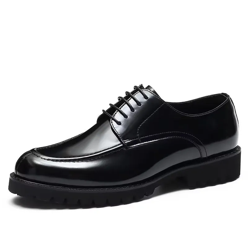 Luxury Cow Leather Round Toe Derby Dress Shoes