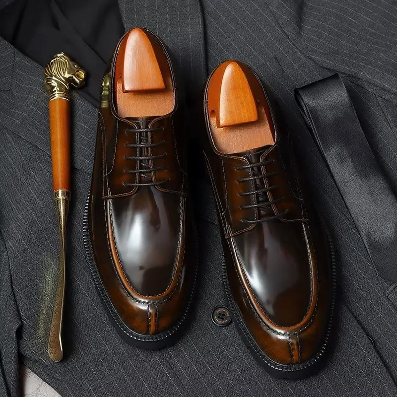 Luxury Cow Leather Round Toe Derby Dress Shoes