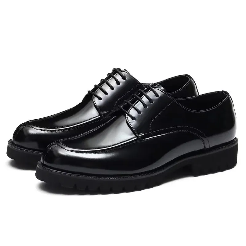 Luxury Cow Leather Round Toe Derby Dress Shoes