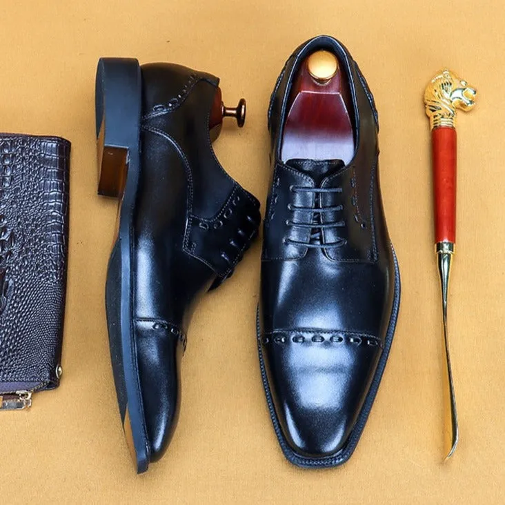 Luxury Exotic Glossy Designer Brogue Dress Shoes