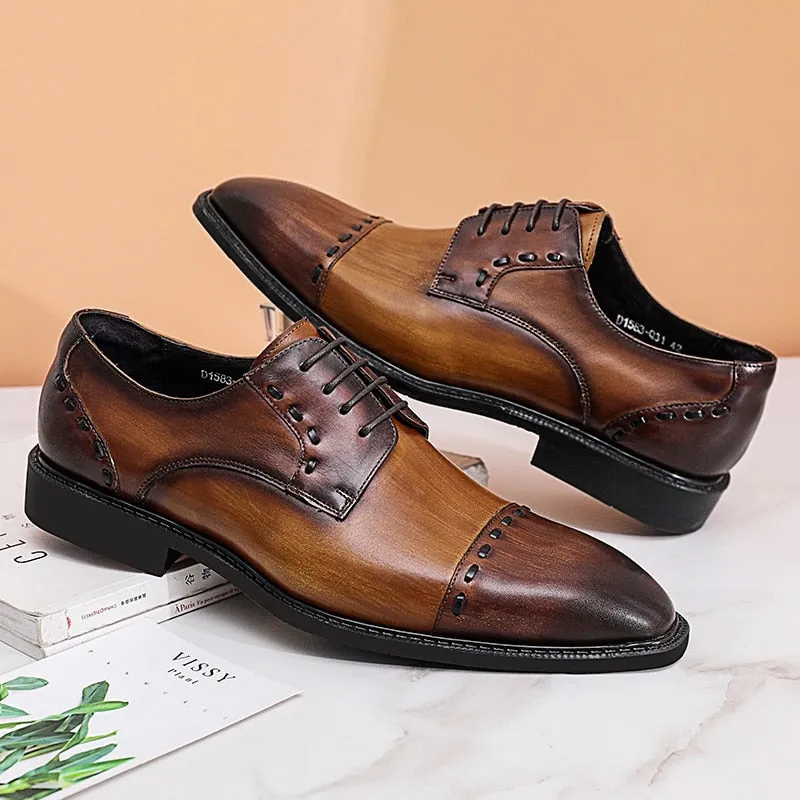 Luxury Exotic Glossy Designer Brogue Dress Shoes