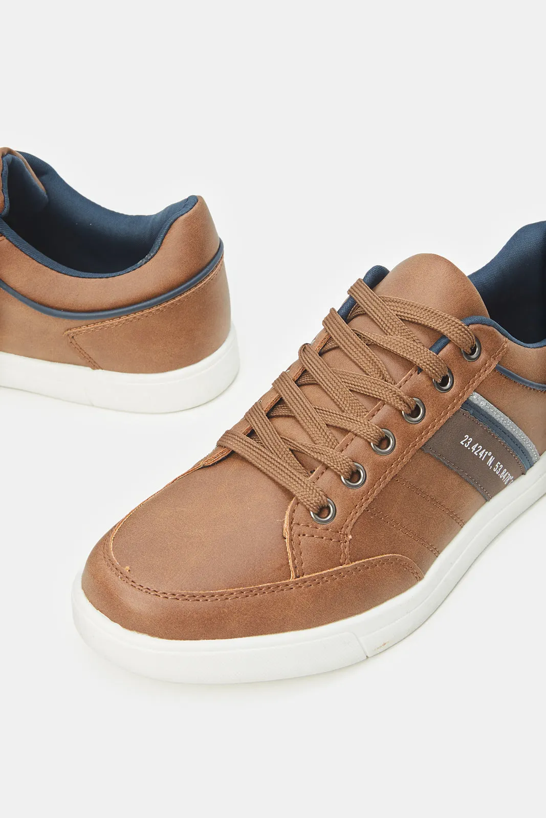 Men Brown Stripped Sneakers