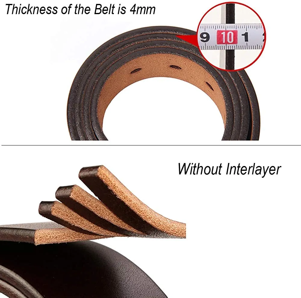 Mens Belt Big and Tall 30"-65",Genuine Leather Belts for Men,Casual Work Dress Jeans Belt,Black Brown Width 1.45" A18