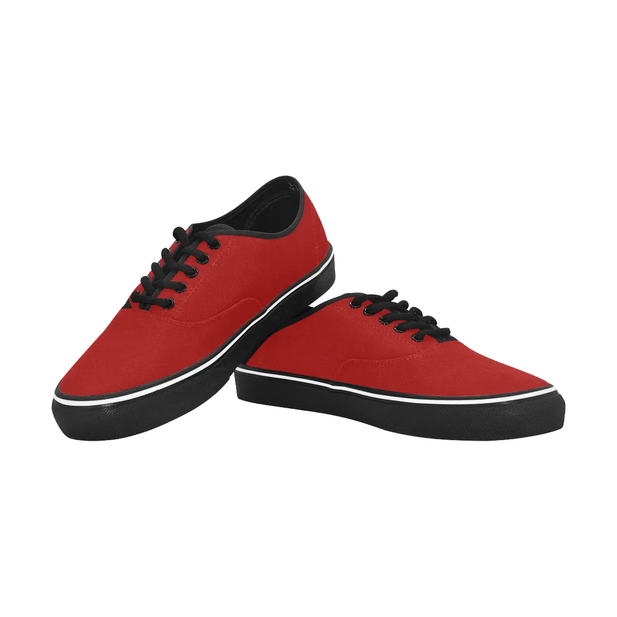 Men's Big Size Flaming Red Solids Print Low Top Canvas Shoes