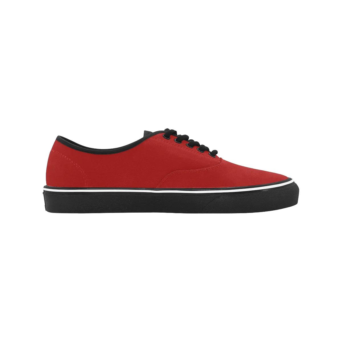 Men's Big Size Flaming Red Solids Print Low Top Canvas Shoes