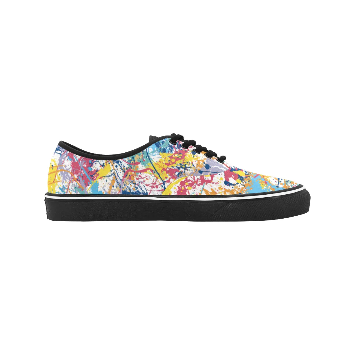 Men's Big Size Multicolored Paint Splatter Print Canvas Low Top Shoes