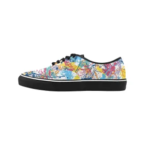 Men's Big Size Multicolored Paint Splatter Print Canvas Low Top Shoes