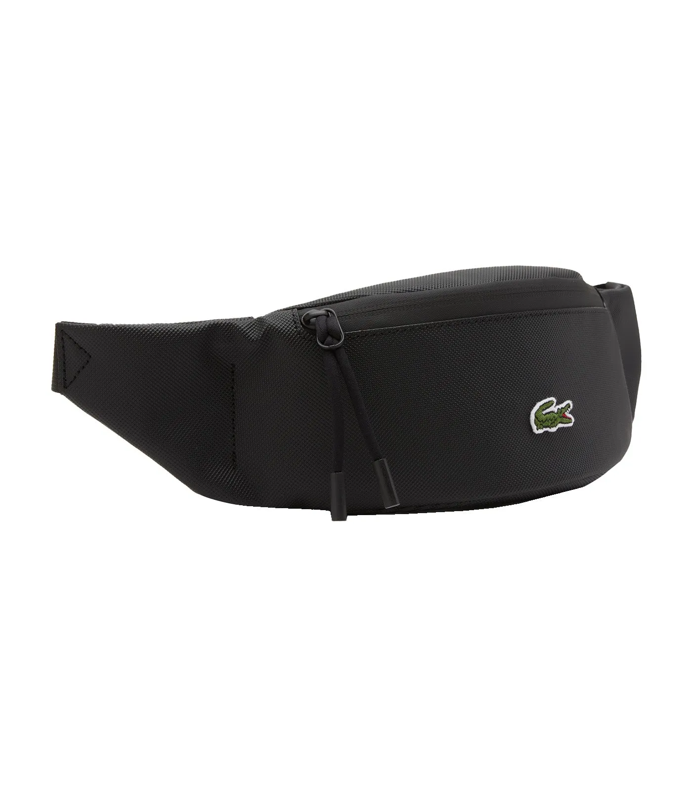 Men's Coated Canvas Zipped Waist Bag Noir