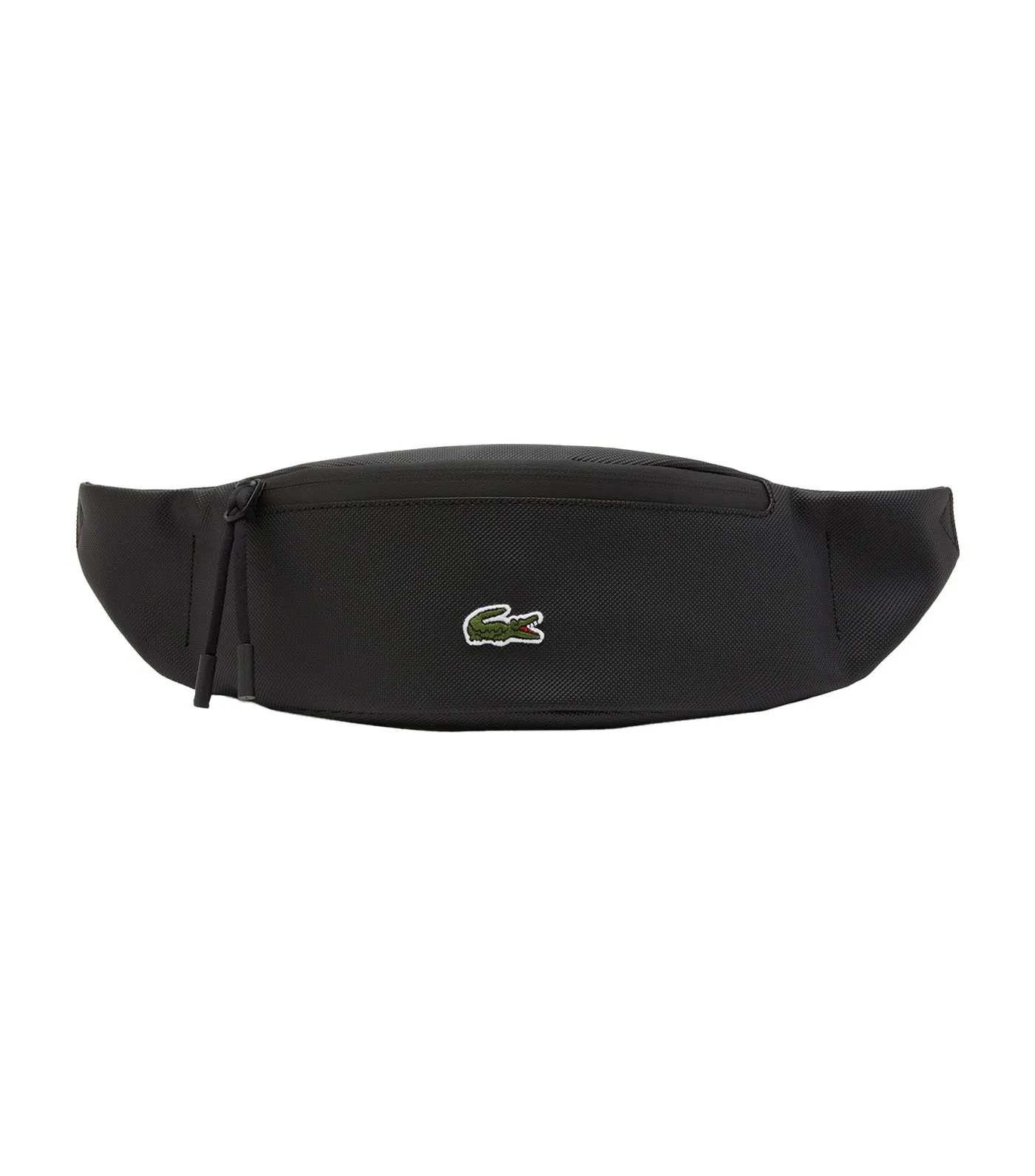 Men's Coated Canvas Zipped Waist Bag Noir