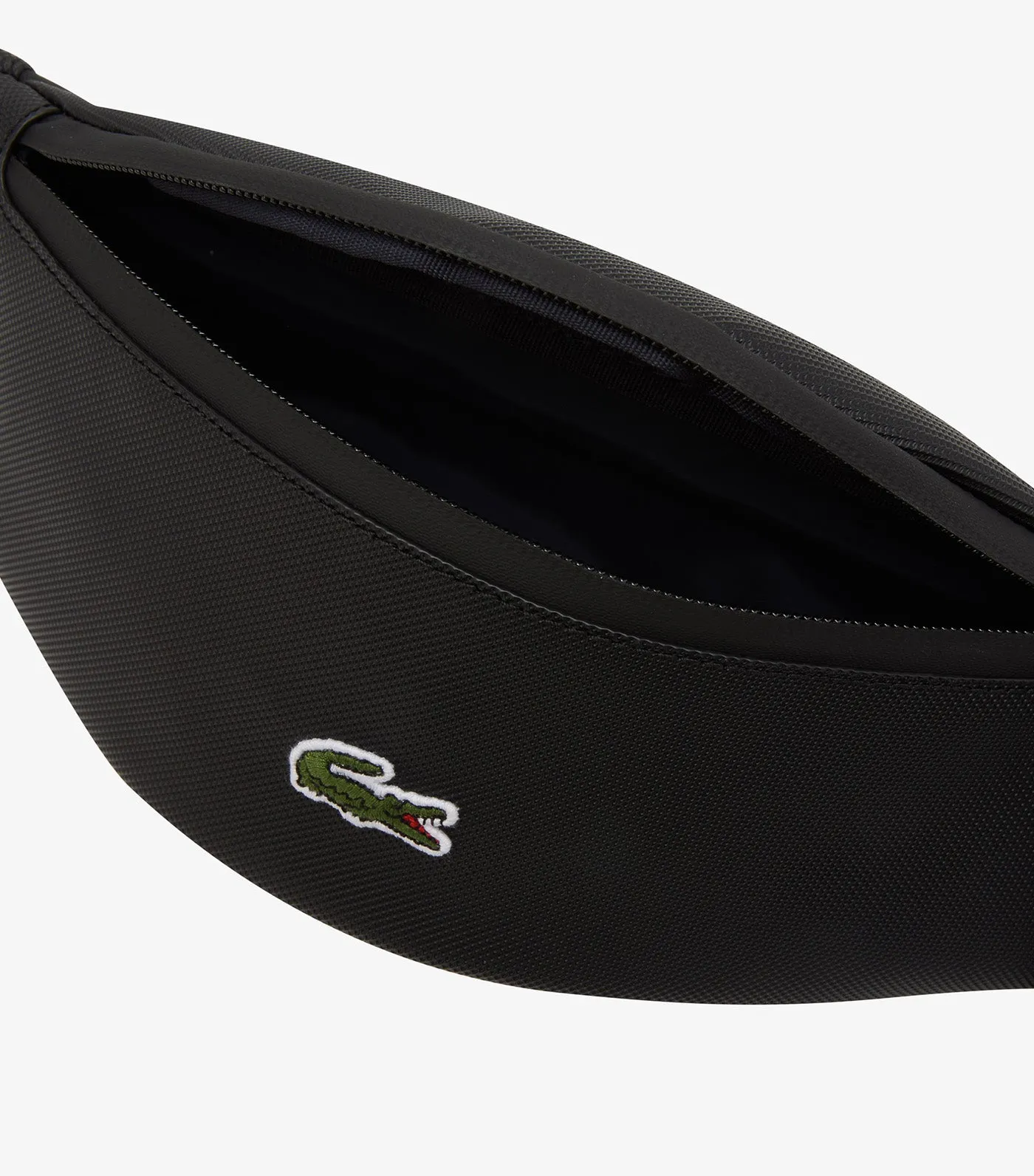 Men's Coated Canvas Zipped Waist Bag Noir