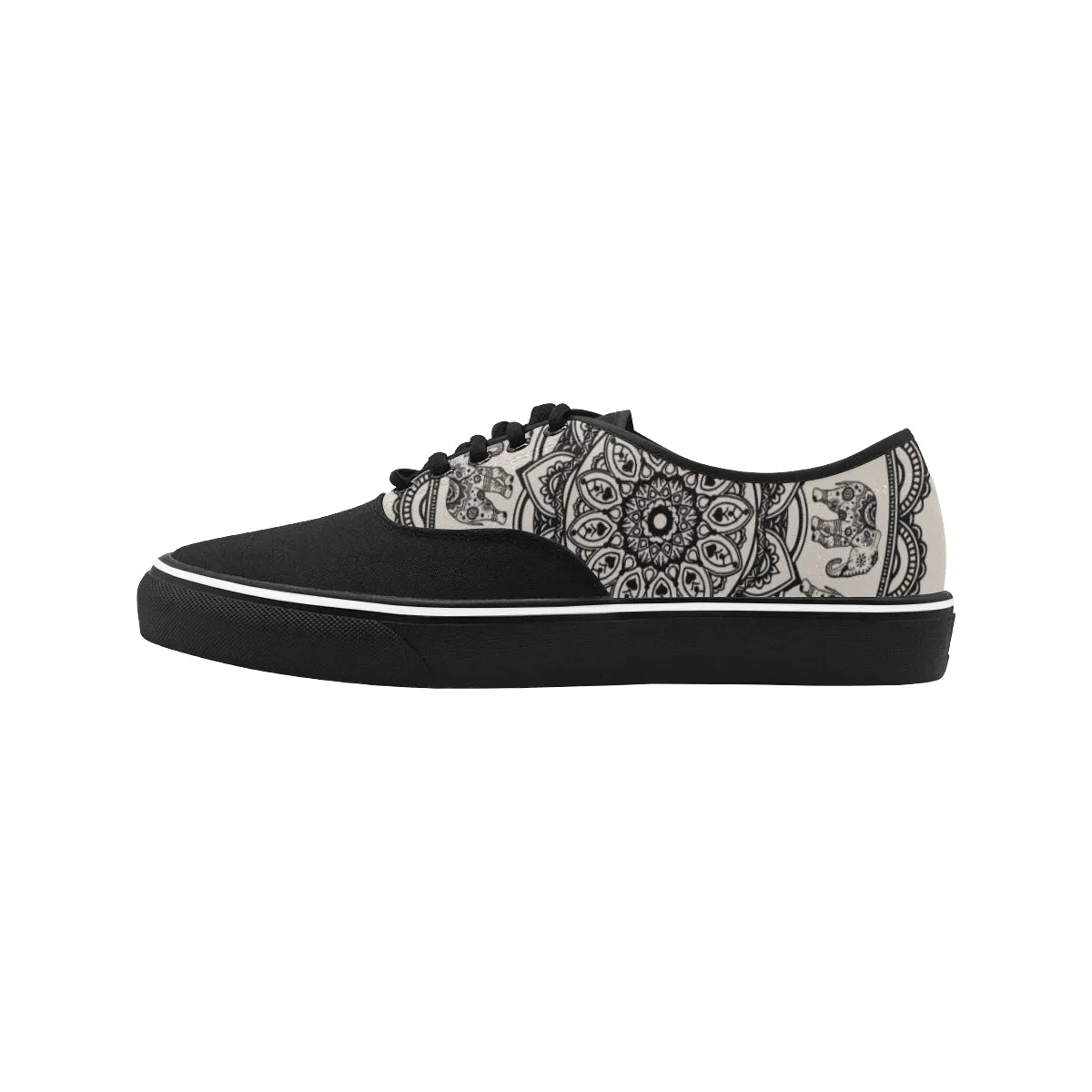 Men's Elephant Mandala Print Canvas Low Top Shoes