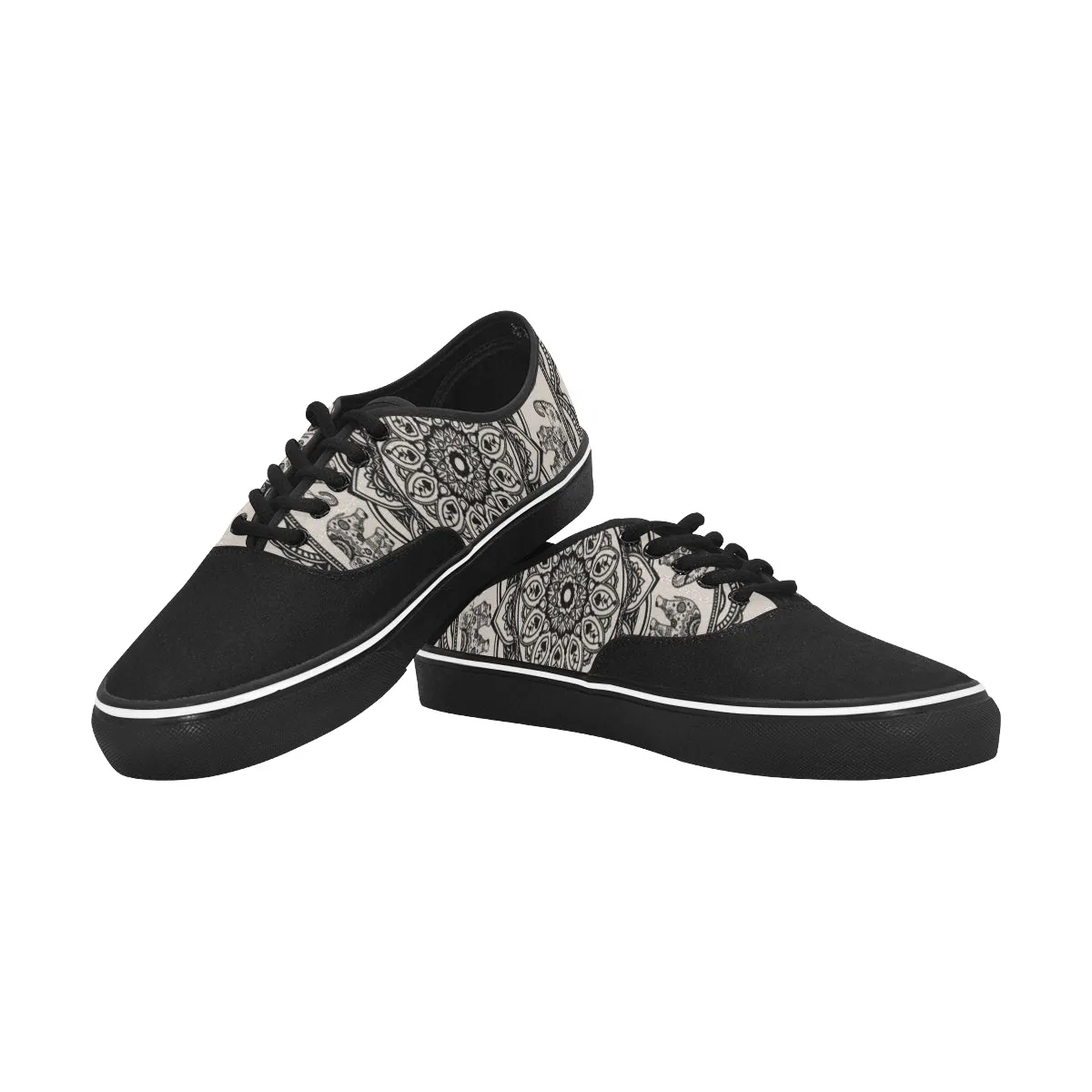 Men's Elephant Mandala Print Canvas Low Top Shoes