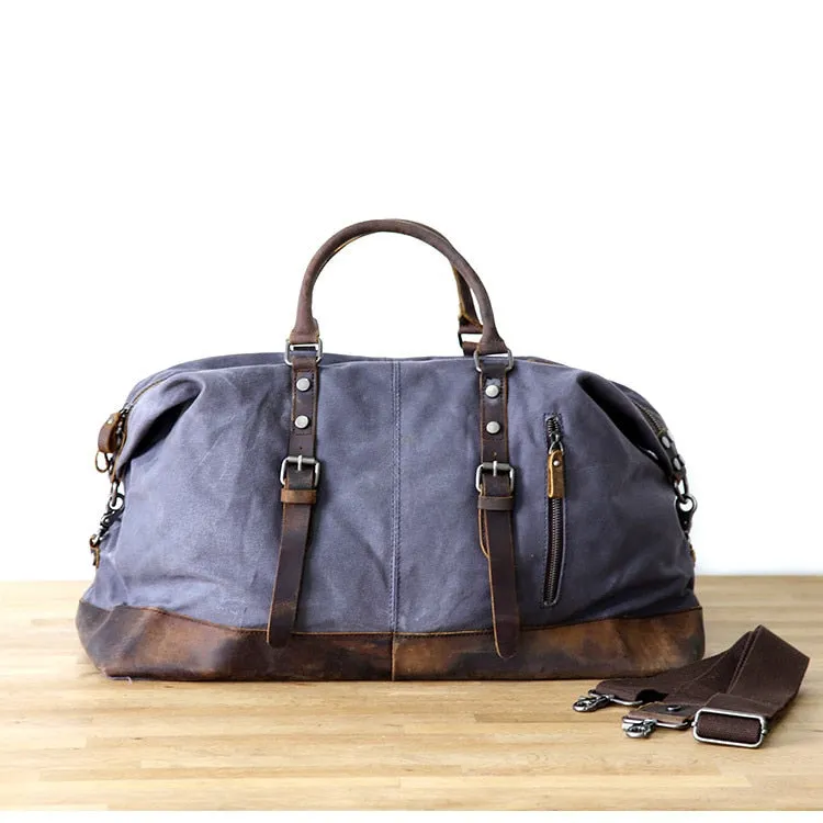 Men's Large Vintage Waxed Canvas Travel Duffel Bag