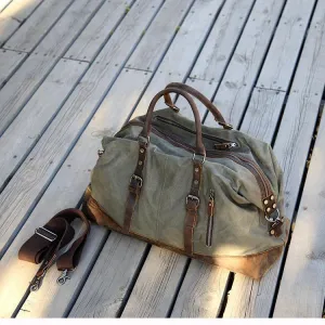 Men's Large Vintage Waxed Canvas Travel Duffel Bag