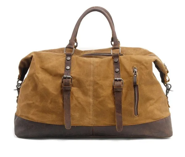 Men's Large Vintage Waxed Canvas Travel Duffel Bag