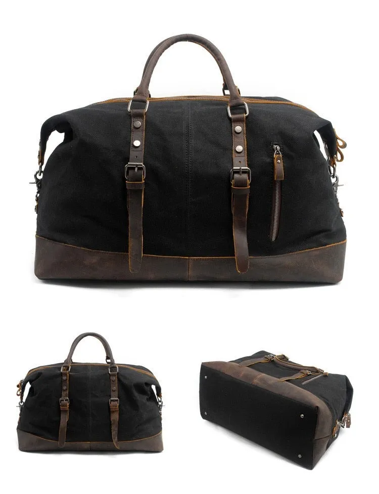 Men's Large Vintage Waxed Canvas Travel Duffel Bag