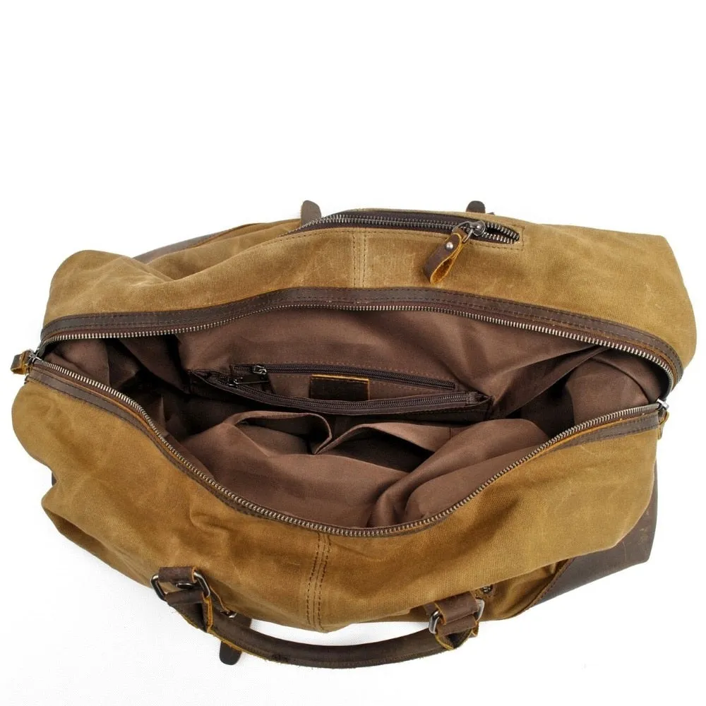 Men's Large Vintage Waxed Canvas Travel Duffel Bag