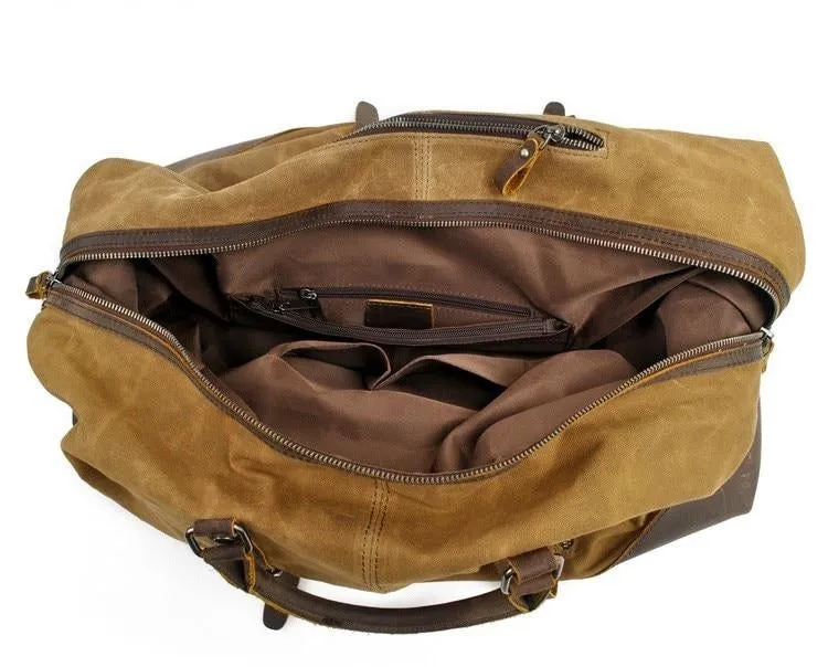 Men's Large Vintage Waxed Canvas Travel Duffel Bag