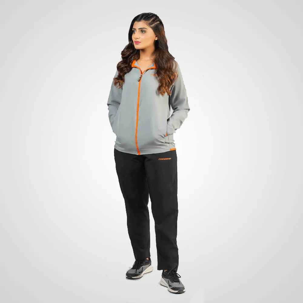 MICRO STRETCH TRACK SUIT (WOMEN’S) GREY ORANGE/BLACK