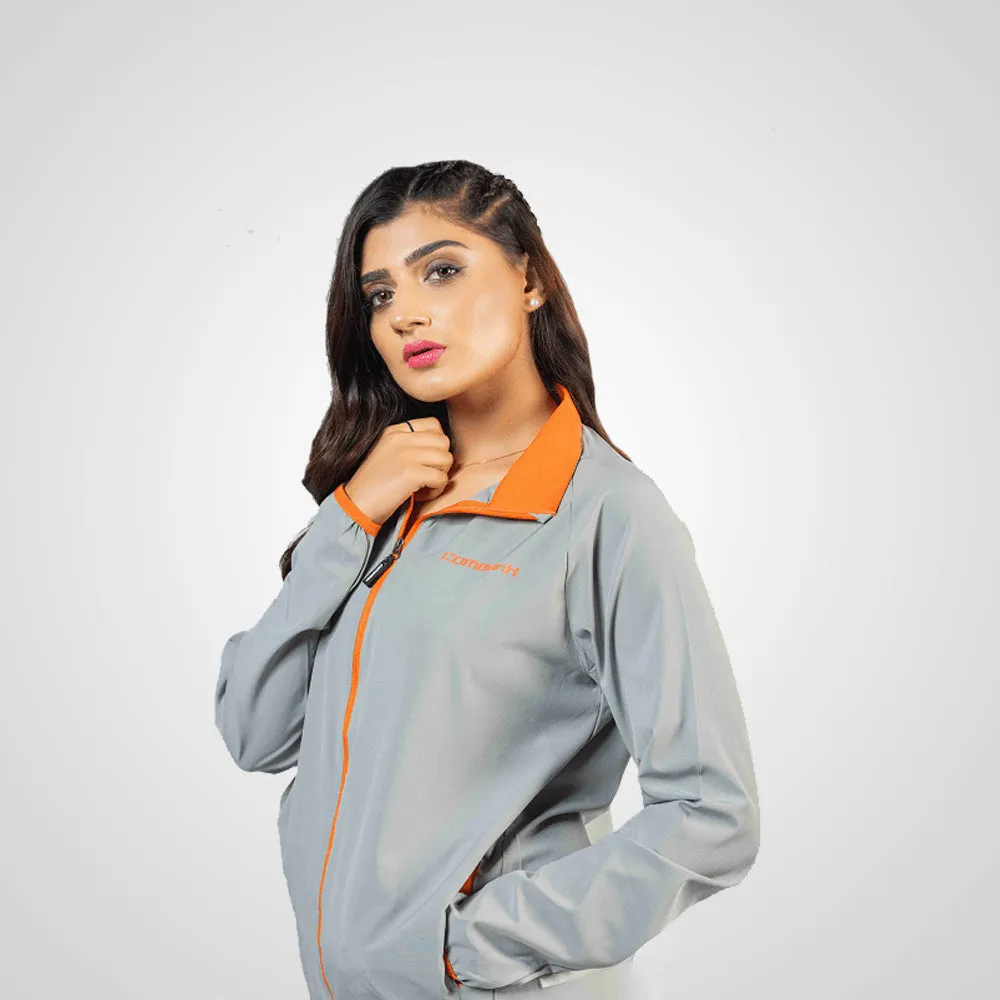 MICRO STRETCH TRACK SUIT (WOMEN’S) GREY ORANGE/BLACK