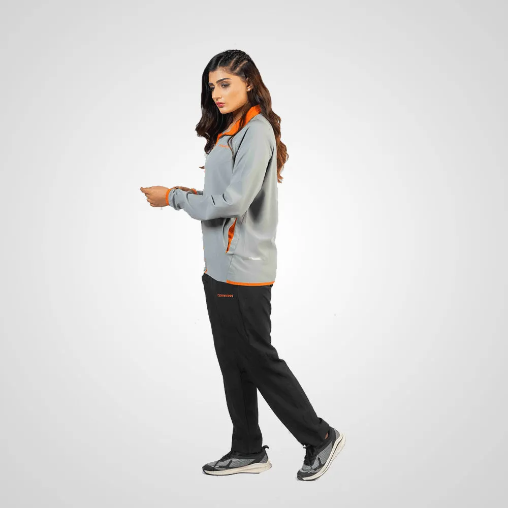 MICRO STRETCH TRACK SUIT (WOMEN’S) GREY ORANGE/BLACK