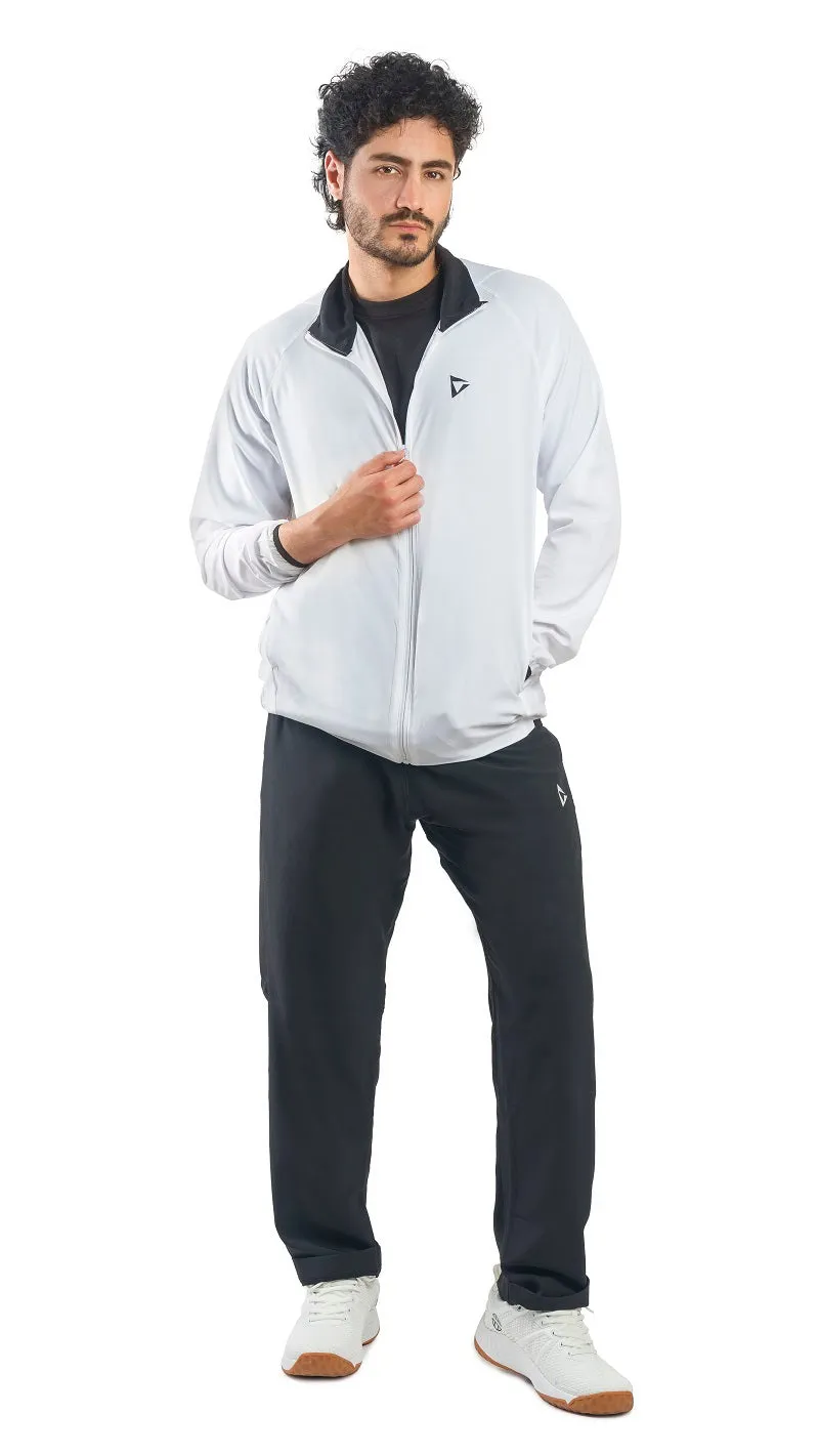 MICRO STRETCH WHITE/BLACK TRACK SUIT (MEN’S)