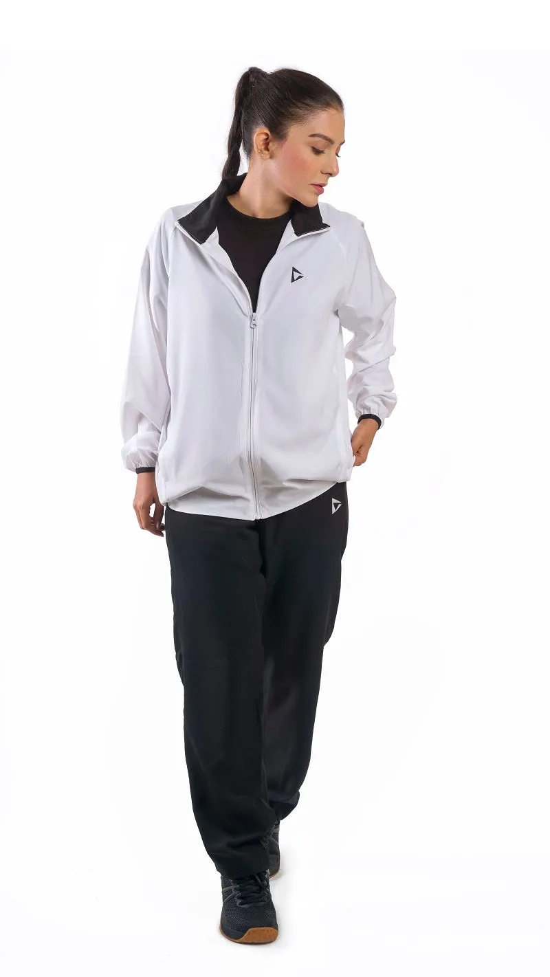 MICRO STRETCH WHITE/BLACK TRACK SUIT (WOMEN’S)