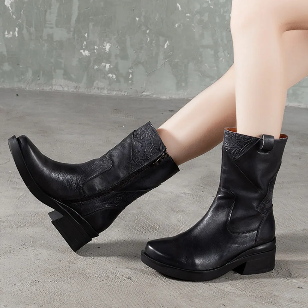 Mid-Heeled Thick Heels Casual Retro boots | Gift Shoes