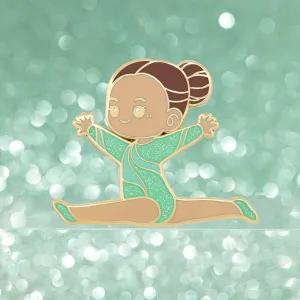 Mint Glitter Gymnast Split Leap Pin