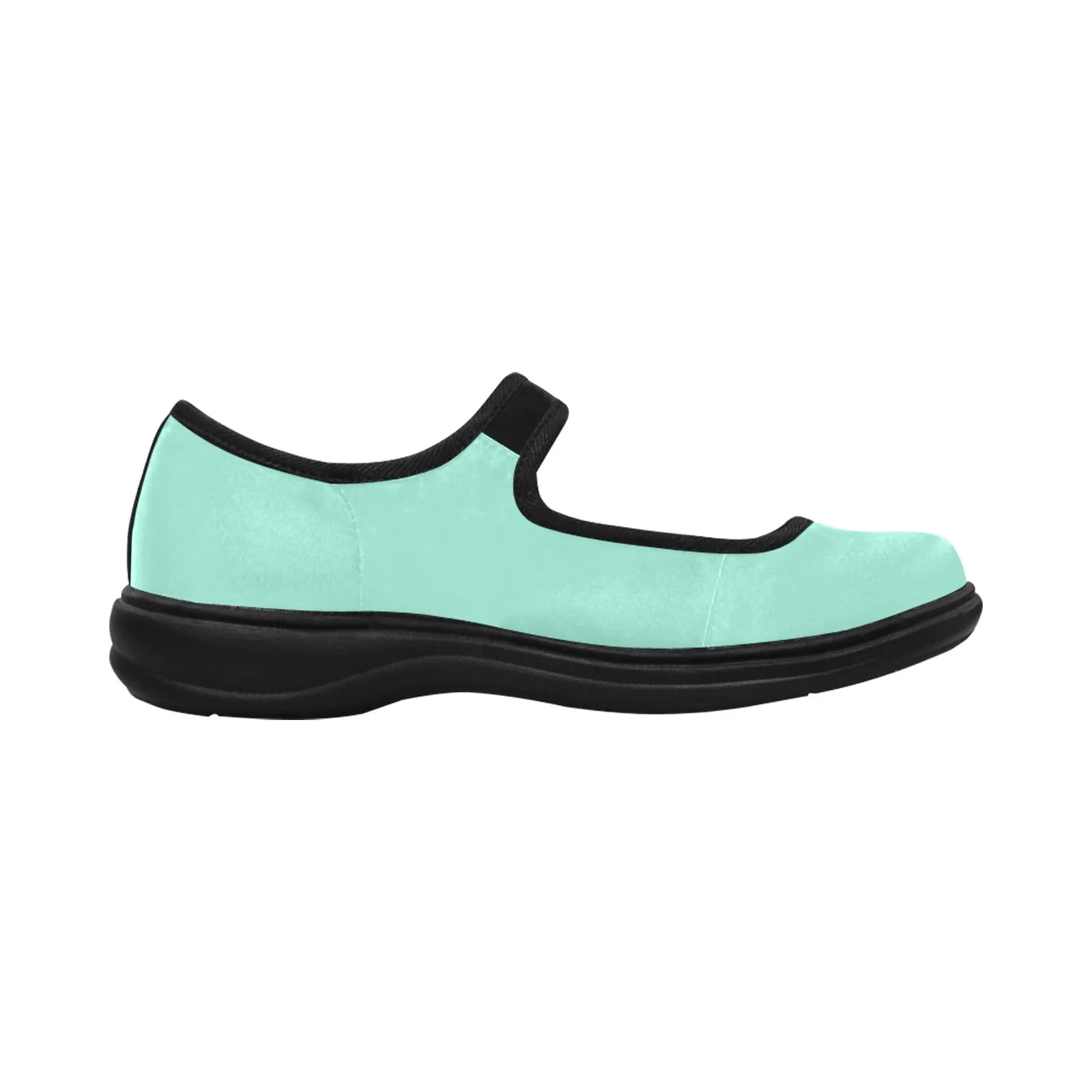 Mint Green Mila Satin Women's Mary Jane Shoes (Model 4808)