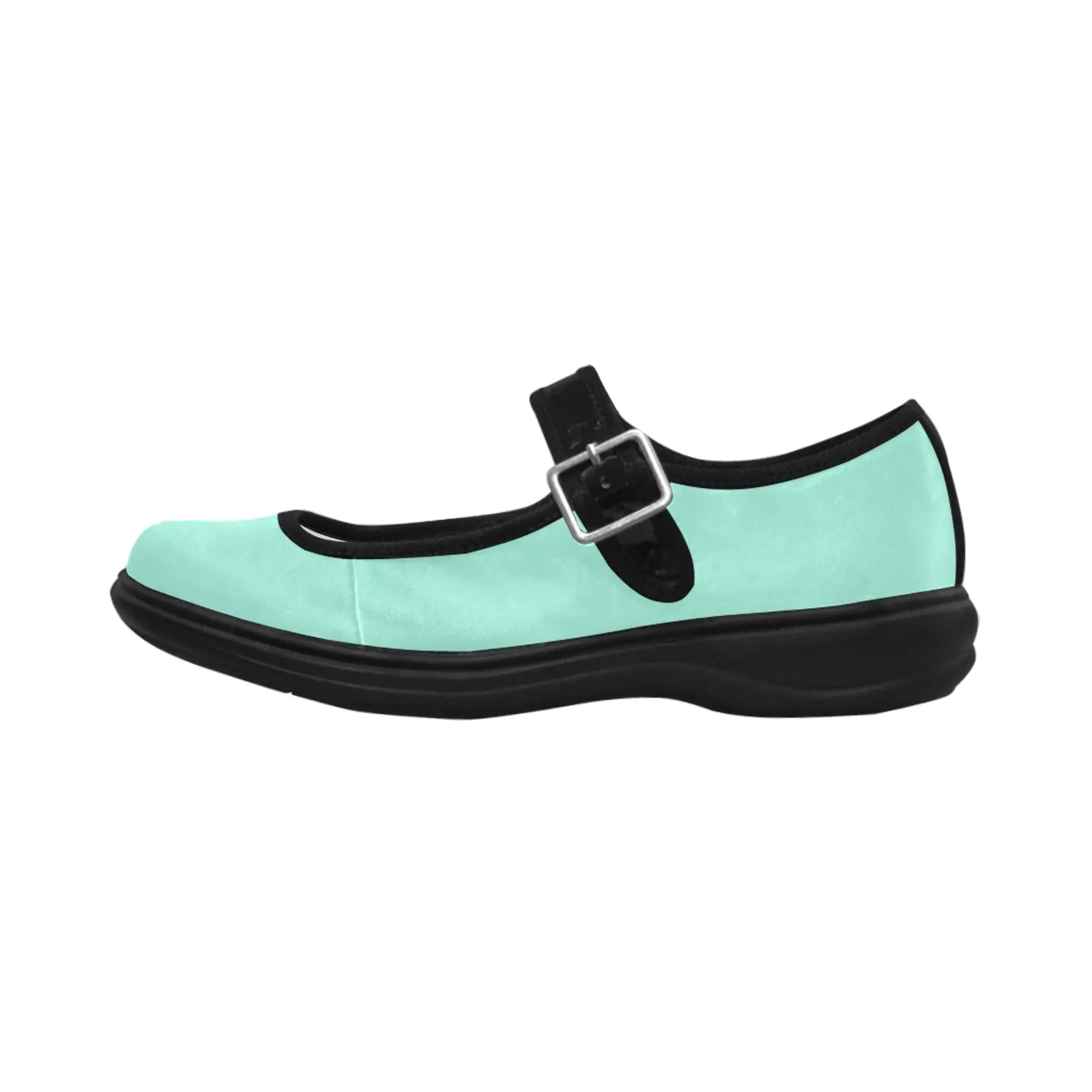 Mint Green Mila Satin Women's Mary Jane Shoes (Model 4808)